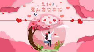 Merah muda cinta romantis template cinta PPT hari kasih sayang
