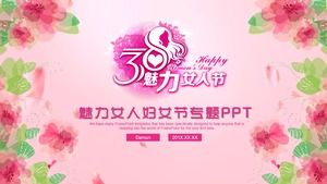Modelo de PPT de evento de 8 de março dia da mulher em fundo rosa aquarela