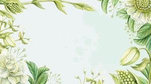 Dwa zdjęcia tła PPT z zieloną rośliną akwarelową
