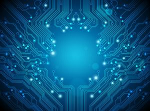 Trois images d'arrière-plan PPT du circuit électronique en pointillé bleu haute définition