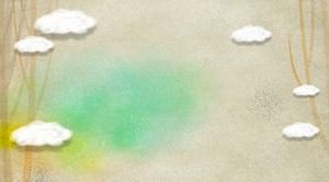 Мультяшный акварель иллюстрации стиль деревья белые облака PPT фоновый рисунок