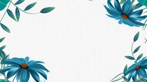 Two blue beautiful flower PPT background pictures