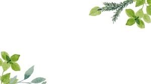 Пять красивых акварельных цветов и зеленых листьев PPT фоновые рисунки