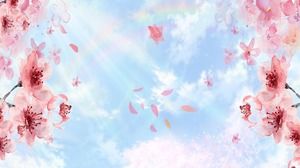 아름다운 스타일 수채화 손으로 그린 ​​벚꽃 PPT 배경 그림