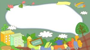 Três desenhos animados jardim de infância PPT fronteira imagens de fundo