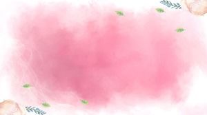 Tiga gambar latar belakang PPT cat air merah muda yang indah kabur