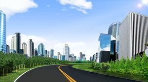 城市建築道路PPT背景圖片