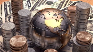 Coin dollar globe PPT background picture