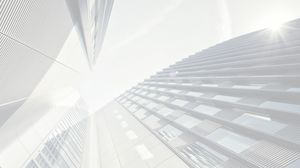 Image d'arrière-plan PPT d'élégant immeuble de bureaux en noir et blanc