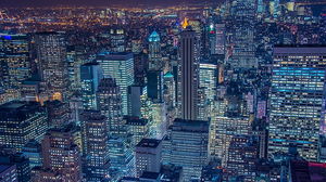 蓝色发达城市夜景的PPT背景图片
