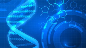 蓝色扁平DNA生命科学PPT背景图片