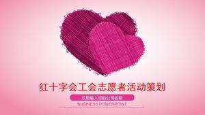 Template PPT dari dua kegiatan relawan palang merah yang merencanakan latar belakang cinta merah muda