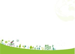 두 개의 녹색 만화 환경 테마 슬라이드 배경 그림
