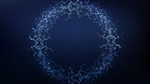 2つの青い円仮想テクノロジーPPT背景画像