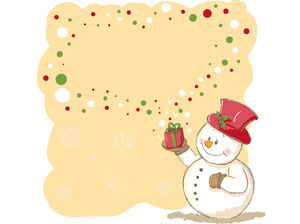 Snowman yellow background border PPT background picture