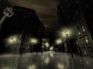 PPT在夜间路灯下的街头市场的背景图片