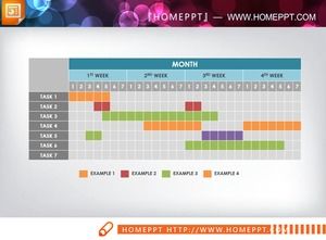 Color flat monthly work completion PPT Gantt chart