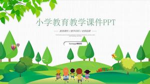 School season vector cartoon style elementary school education teaching courseware ppt template