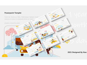 2021 template ppt kalender ilustrasi desktop komputer