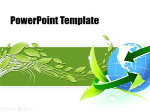 Fresh green leaves protect the earth environmental protection theme ppt template