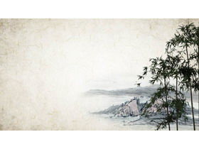 الكلاسيكية ورقة الحبر المناظر الطبيعية الخيزران صورة خلفية PPT