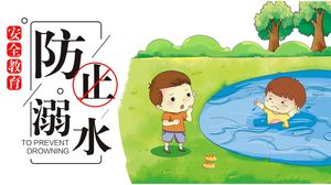 Cartoon prevention of drowning safety education ppt template