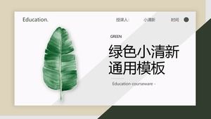 Fresh and elegant green leaves PPT template