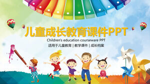 Cartoon children's growth education courseware PPT template