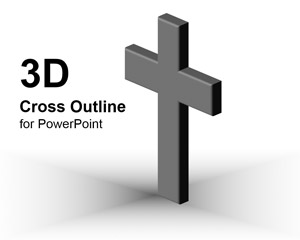 3D Cross Outline PowerPoint Template