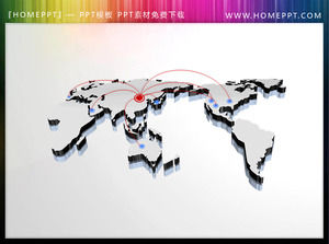 3D Stereo World Map PowerPoint Ilustrasi