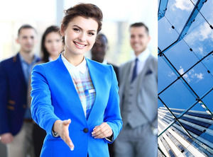 6 business people PPT background picture