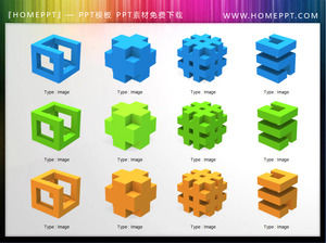 Un grupo de 3D tridimensional de diapositivas icono material de descarga
