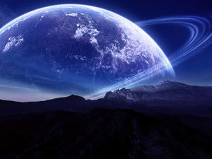 Eine Gruppe von schönen blauen Himmel Planeten PPT Hintergrundbild (b)