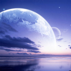 A group of beautiful purple sky planet PPT background picture (a)