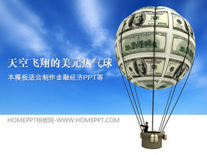 空气美元的热气球背景财政金融PPT模板，PPT经济模板下载