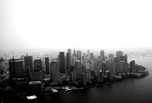 摩天大楼城市的PowerPoint模板的航空照片