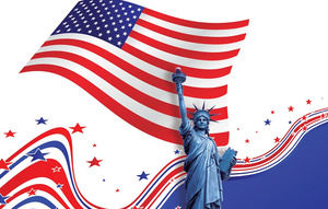 自由的美国国旗雕像