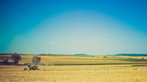 Autumn harvest wheat field landscape PPT background picture