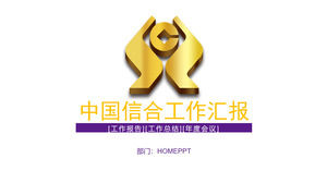 Bank slide template for local gold rural letter logo background