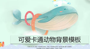 Modèle PPT de baleine beau et mignon dessin animé