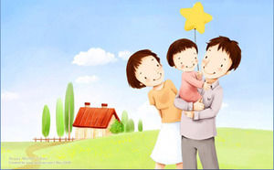 Beautiful mood cartoon PPT background picture