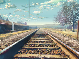 美丽的铁路背景的PPT背景图片