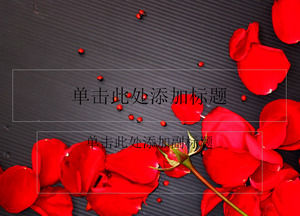 美麗的玫瑰花瓣黑色背景PPT模板