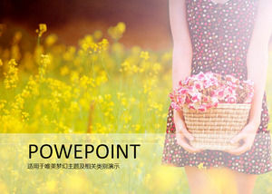 Beauty ppt template with rape flower natural