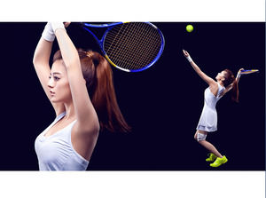 美女网球选手PPT背景图片
