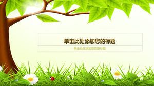 Big tree grass cartoon PPT background picture