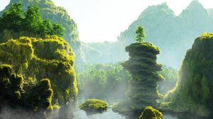 碧水青山自然PPT背景圖片
