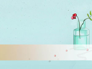 ブルー手描きのボトル花のエレガントなPPTの背景画像