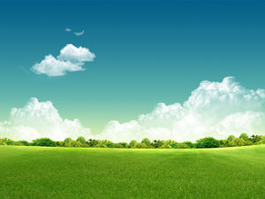 青い空白い雲の背景背景自然景観PPTの背景画像