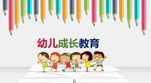 Kartun pensil warna latar belakang balita pendidikan pertumbuhan template PPT